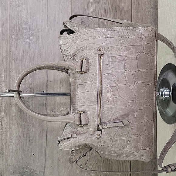American Leather Co Gray Croc Embossed Shoulder Bag - Picture 2 of 15